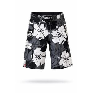 Maui Built Hawaiian Floral Board Shorts Size 36 Black Gray Surf Swim  Shorts